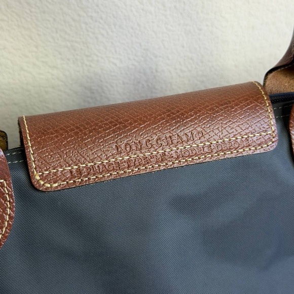 Longchamp Le Pliage Grey Nylon Tote Bag Short Handles - Picture 8 of 12